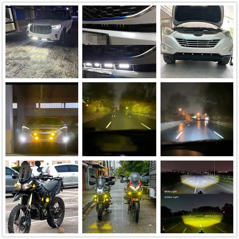 2PC Car Grile LED Light Pods Car Front Headlight 180W Motorcycle ATV UTV Projector Lens Car Fog Offroad 38000LM with Fan 10V-36V