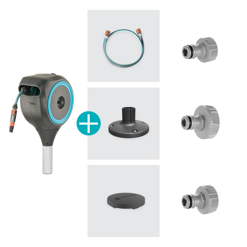 GARDENA Screw Fixed Automatic Winding Hose Box RollUp S 15m Blue Hose Reel 18605-20