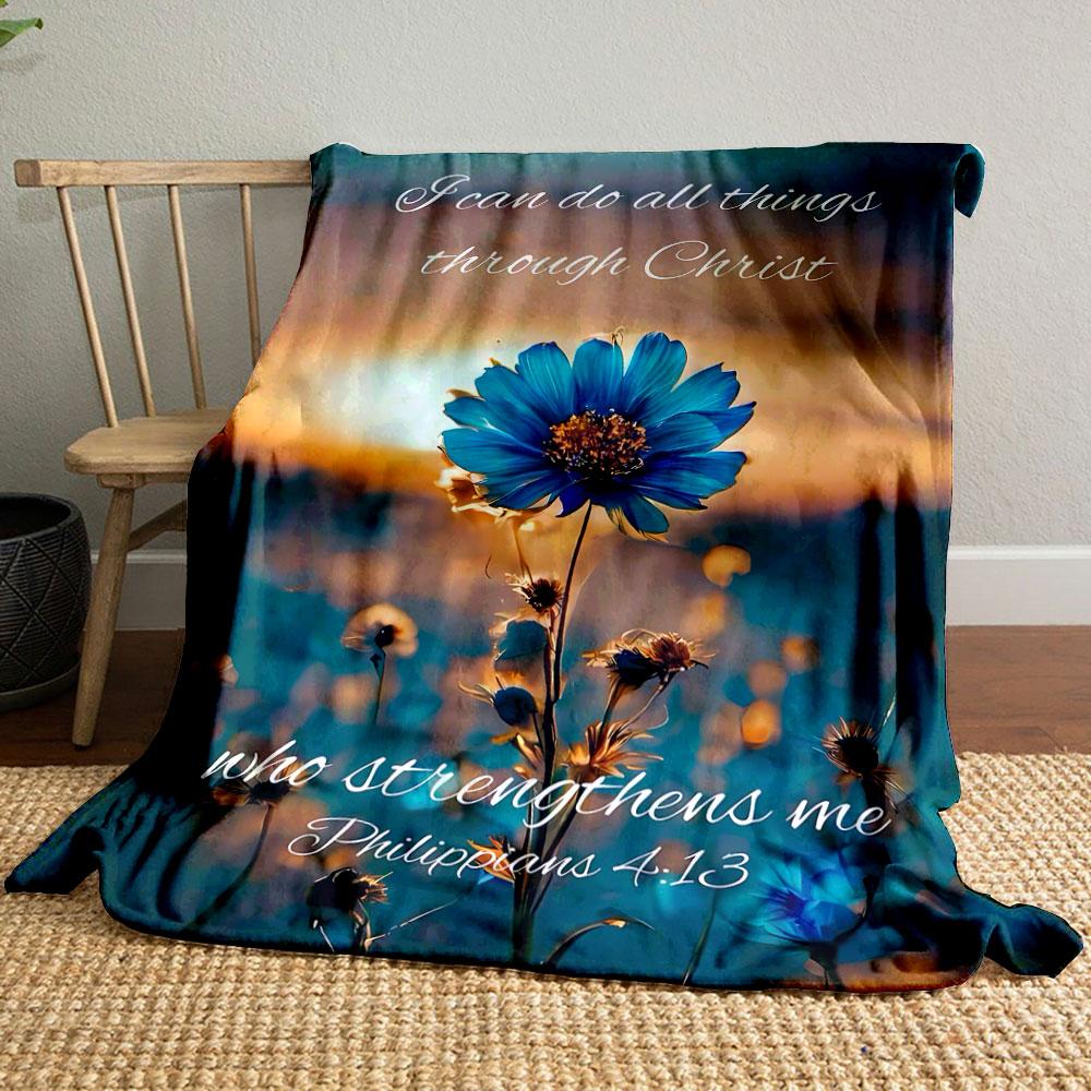 I Can Do All Things Through Christ Philippians 4:13 Inspirational Blanket for Living Room Bed Couch lunch break Blanket for Friend s festival Gift 80cm x 120cm