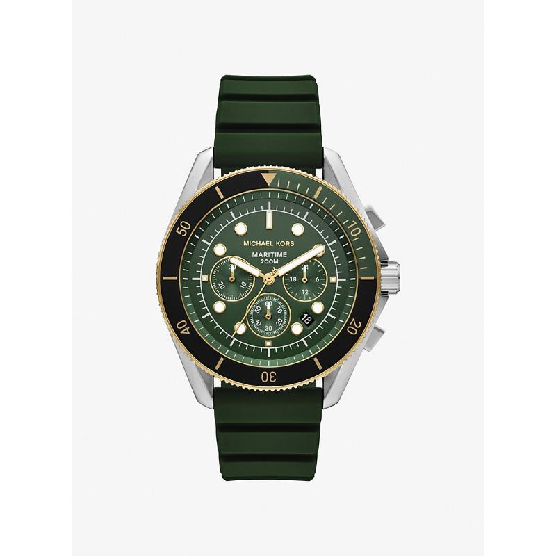 Большие двусторонние часы Michael Kors с силиконовым ремешком MK9214 зелёный