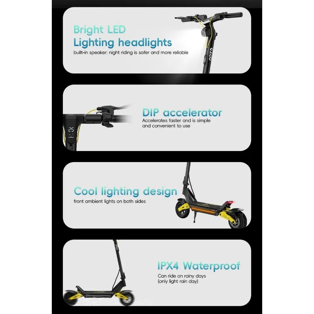 OOTD S10 Elektrische Step Opvouwbaar 10 Inch Off-Road Banden 1400W 48V 20AH Batterij Sfeerverlichting Opvouwbare Mini Elektrische Step