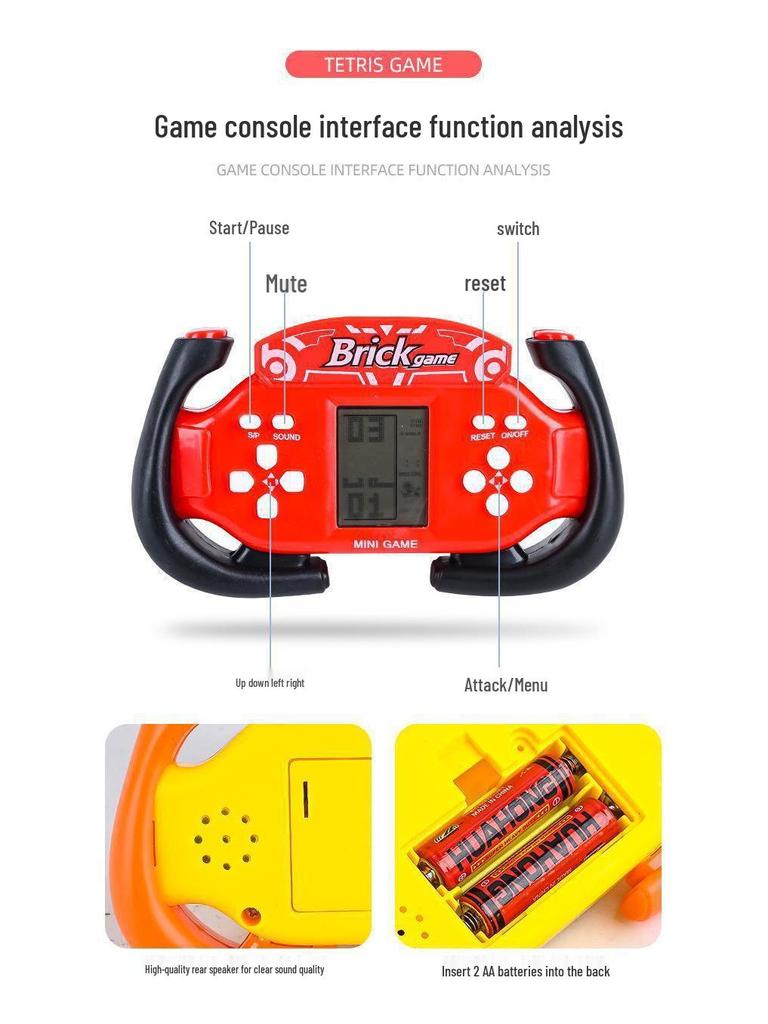 Tetris Mini Retro Handheld Console - Color Box Slightly Damaged, Nostalgic Stress Relief Toy for Students