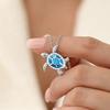 With Imitation Blue Opal Necklace, Bohemia Cute Sea Turtle Pendant Necklace for Women Mom, Wedding  Accessories Gifts