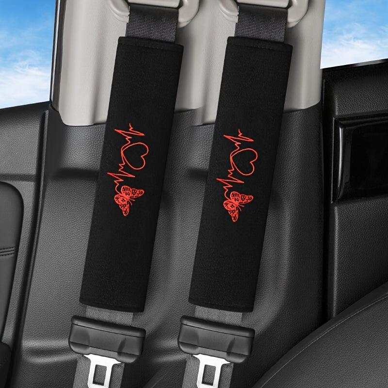 

Heart-Shaped Butterfly Embroidered Car Seat Belt Shoulder Pads - Enhances Comfort Inside The Car Black Automotive Accessor Soft And Breathable Fabric 2pcs