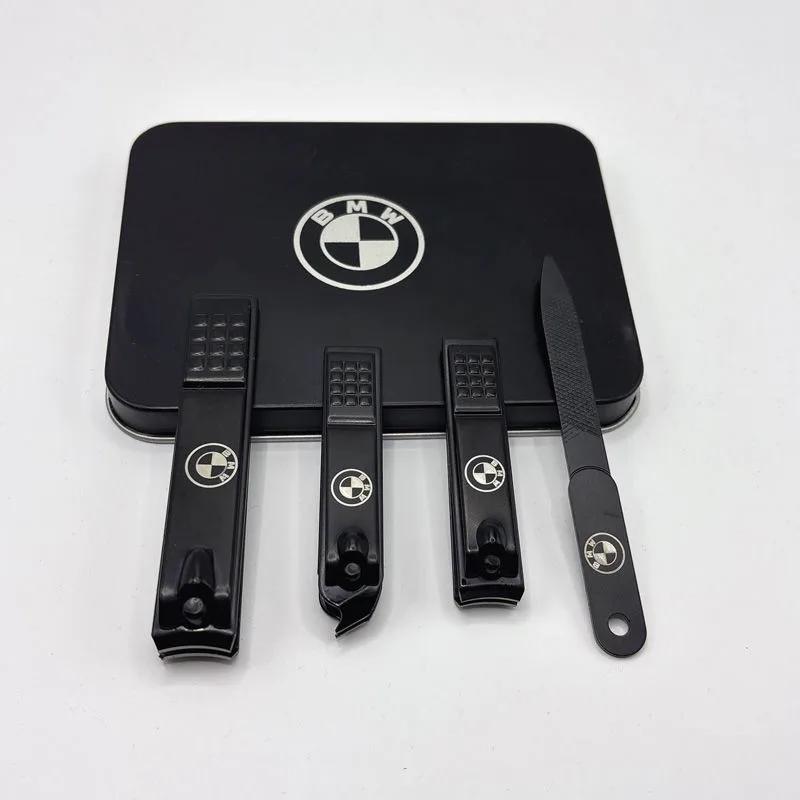 LXEQ4 New For BMW Emblem Manicure Set Personal Care Nail Clipper Kit 4 Pieces Black Matte Nail Clipper Set Grooming Kit Gift Acce