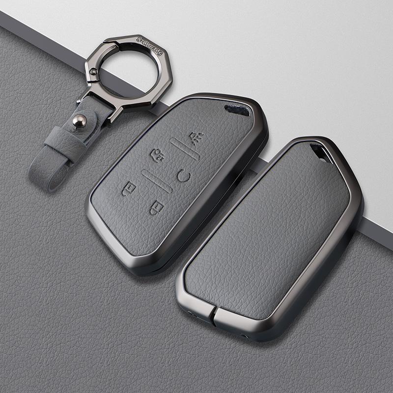 5 Bottons Zinc Alloy Auto Key Fob Cover Case Housing Fit For Cadillac Ct4 Ct4-V Ct5 C8 Corvette Lyriq - Key Ring Auto Accessories