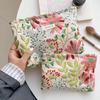 Polyester Canvas Flower Clutch Bag Flower Pattern Zipper Closure Makeup Bag Portable Large Capacity Cosmetic Storage Pouch