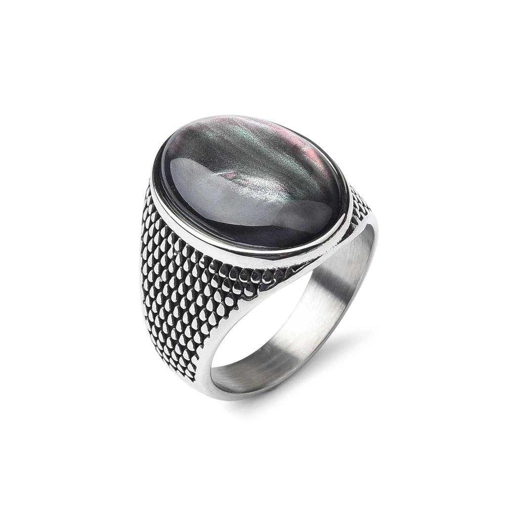 Men's/Women Many Gemstone Style 316LStainless Steel Onyx Scale Texture Rings Classic Fashion Trend Jewelry High Quality Product