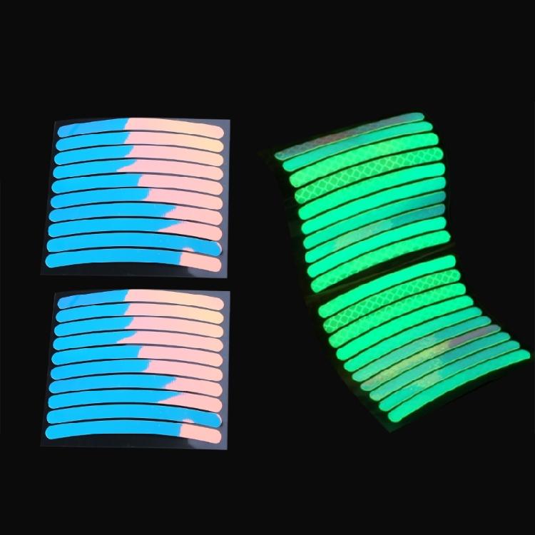 20Pcs Car Wheel Hub Sticker High Reflective Stripe Tape Luminous Warning Sticker