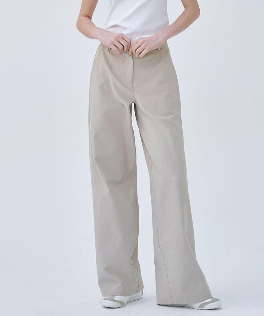MALOUPE 2171 Stretch Lightweight Wide Pants (Beige)