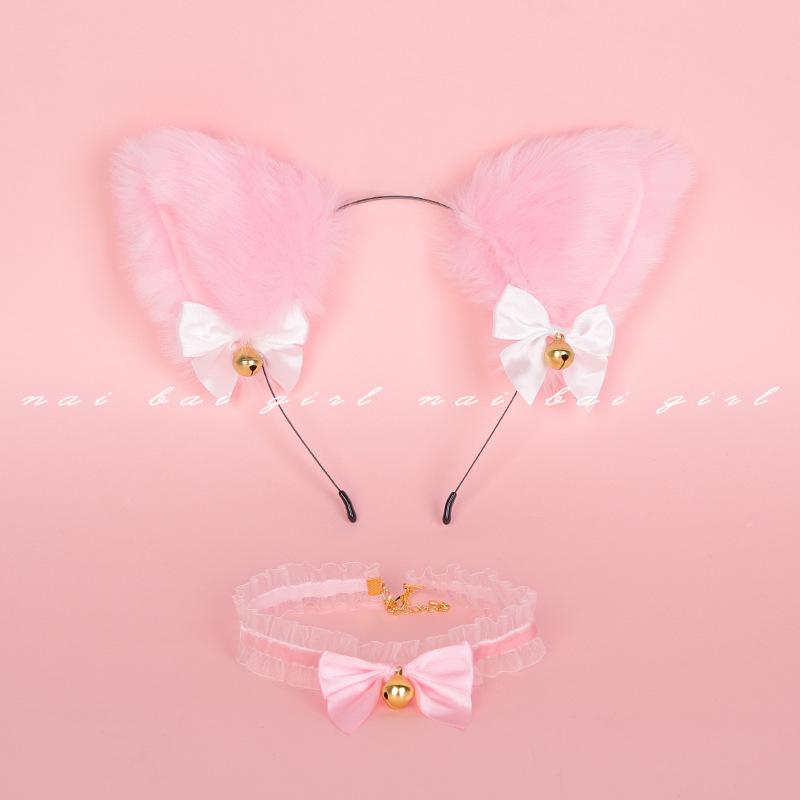 Fox Role Play Set: Metal Anal Plug with Tail, Lace Choker, and Headband for Teasing and Flirting