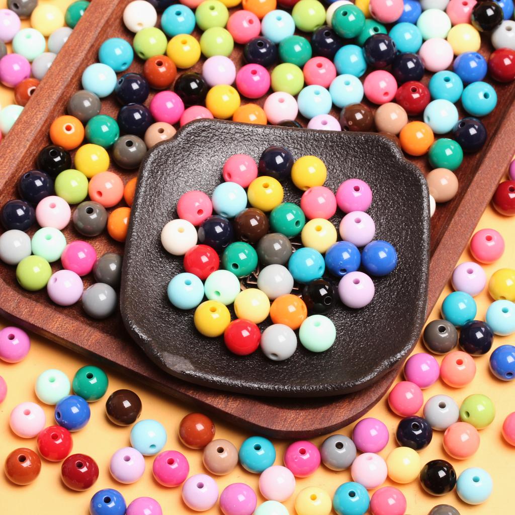20Pcs 10mm 27 Colors Round Acrylic Loose Beads DIY for Jewelry Making Necklace Bracelet Accessories Sewing Handcrafted