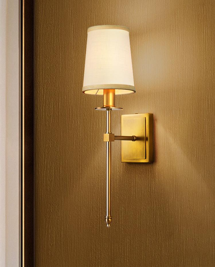 American country wall lamp simple retro copper living room bedroom bedside aisle balcony background wall lamp