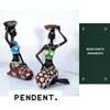 2 Stück Vintage Afrikanische Frauen Statue Kerzenhalter Harzfiguren Passend für Kerzen bis 3,5 cm Durchmesser