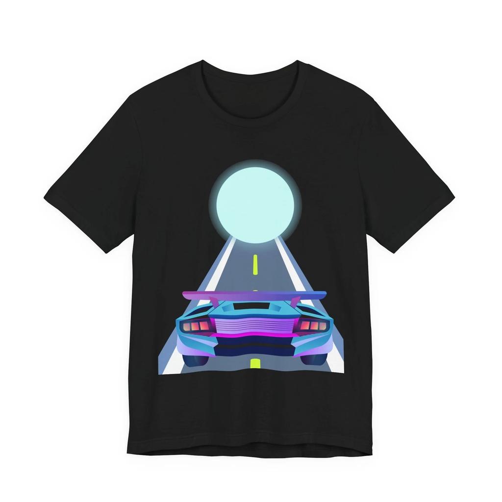 Neon Retro Sports Car Tee | Vaporwave Night Drive Unisex Tee