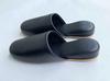 TOKYO SLIPPER Antibacterial Vinyl Slippers of with Thick EVA Safety Slippers for Business and Guest Use Leather-Look (Set 5) Soles, (Black, Large)