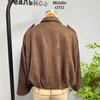 Women's Spring Autumn Faux Suede Velvet Stand Collar Zipper Button Flight Jacket Coat