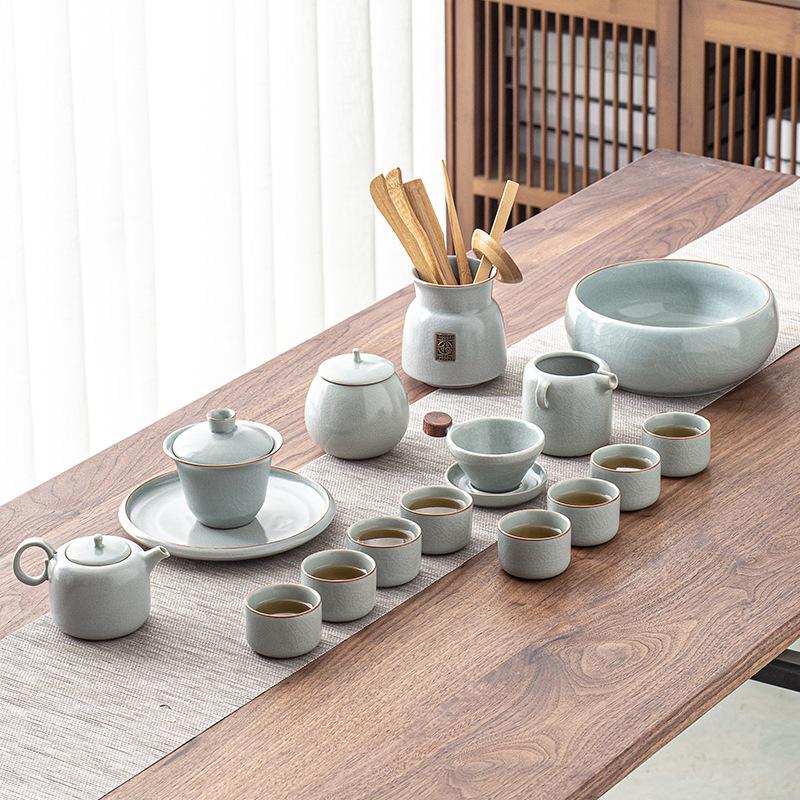 Complete set of ceramic Kung Fu tea sets, large set for home use, gifts for people, leaders, business, cultural and creative high-end gifts