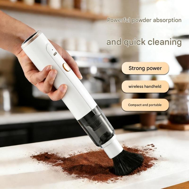 Coffee Grounds Dust Cleaner with Brush Head, Clear Dust Cup and Narrow Nozzle for Coffee Bar Counter Use