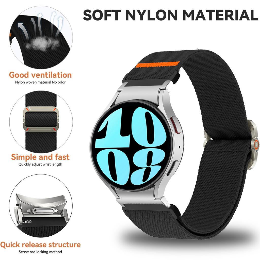 Nylon Loop Strap Dor Samsung Galaxy Watch 7/6/5/4 Breathable Sport Band For Galaxy 6/4 Classic 5 Pro Smartwatch Bracelet