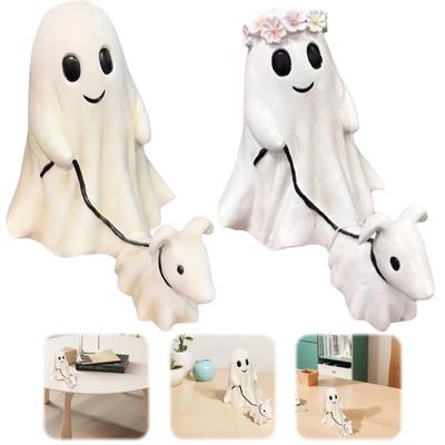 Statue de Chien Fantôme Marchant pour Halloween Ornement Créatif Mignon de Chien Fantôme Marchant Figurine de Chien Fantôme Marchant Faite à la Main Cadeau pour Amis