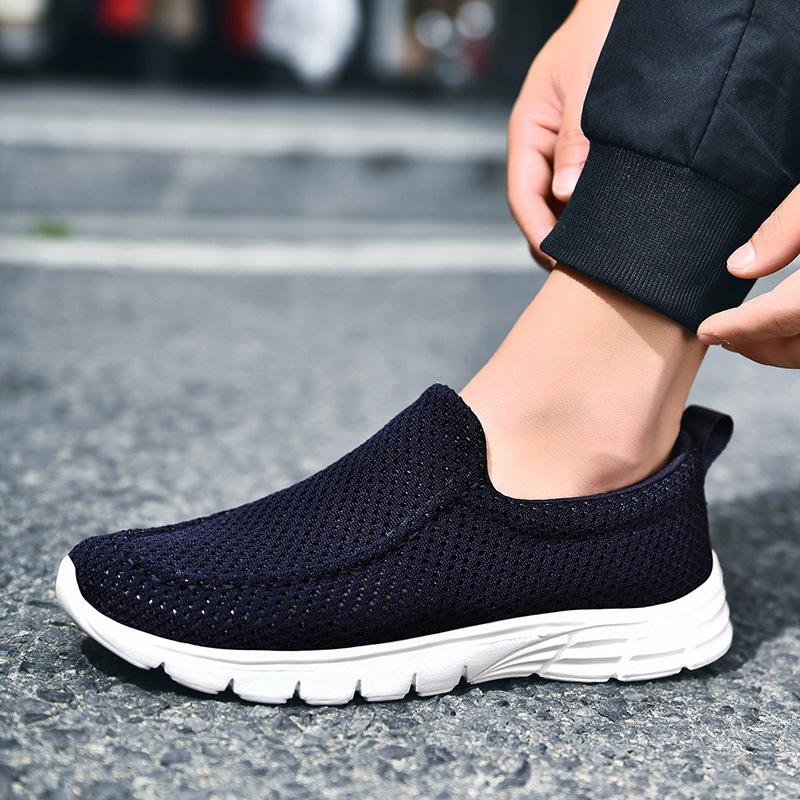2020 Summer New Large Size Women's Shoes Middle-aged Mother Shoes Fly-woven Breathable Mesh Flat Shoes Casual Shoes
