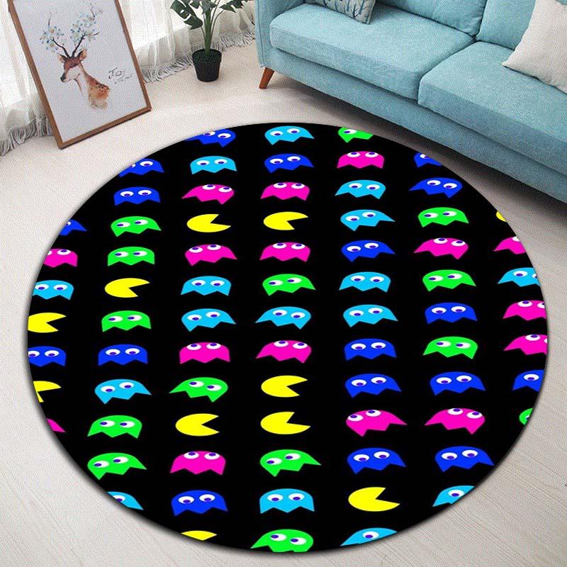 Tappeto Rotondo con Motivo Arcade Pac-Man Tappeto Morbido Tappetino Antiscivolo per Decorazione Stanza dei Giochi
