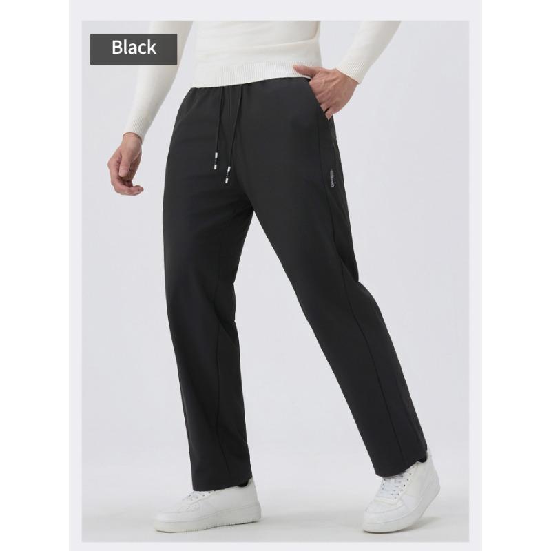 

Men s Solid Color Elastic High Waisted Casual Fashion Pocket Straight Trousers S чёрный