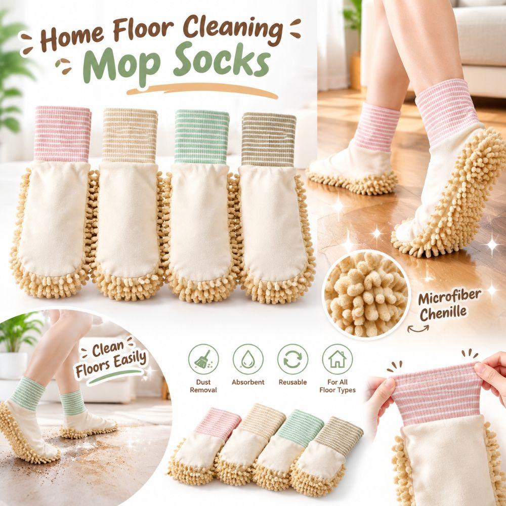 Chenille Sole Washable Sock Mop Absorbent Dusting Socks New Lazy Floor Cleaning Tools Indoor Use