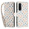 For Samsung Galaxy A36 5G/A56 5G Lommebokdeksel Rombeformet Blomsterdesign Lær Flipptelefondeksel med Stropp