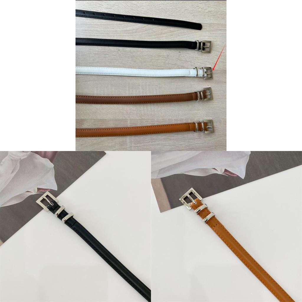 Black Pu Leather Belt With Double Loop Silver Buckle For Dresses And Skirts