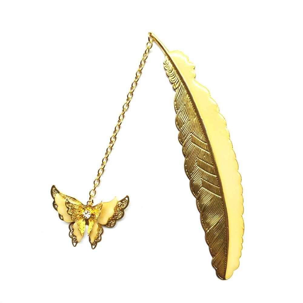 1Pc Luminous Feather Bookmark Retro Glowing Whale Tail Metal Bookmark Fluorescent Owl / Butterfly Bookmark