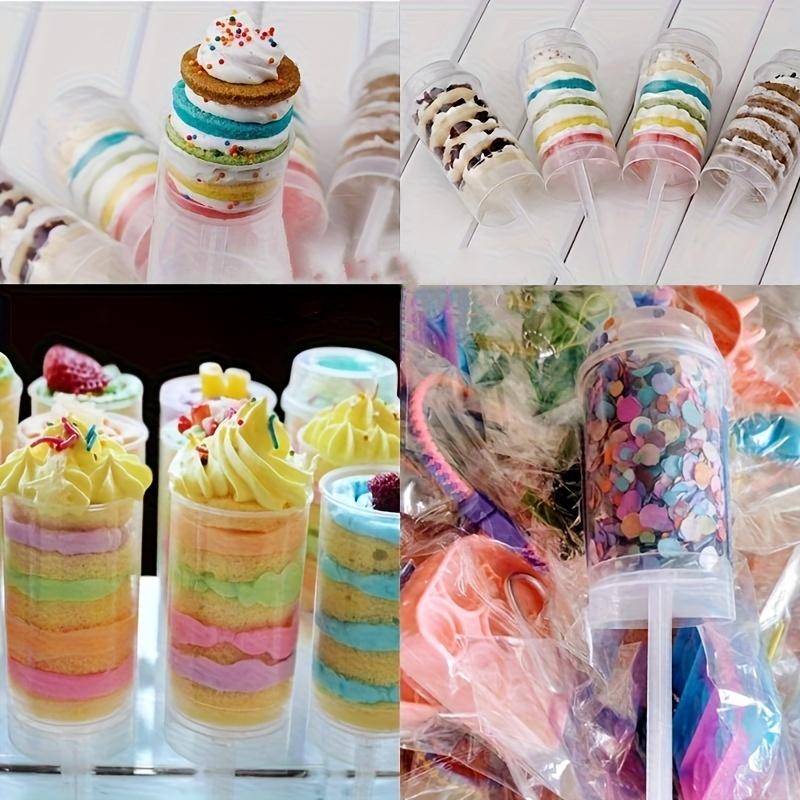 30 Stück Kunststoff Push Pop Kuchen Shooter mit Deckeln Transparente Push-Up Eisbehälter für Küche Party Desserts Backwerkzeuge