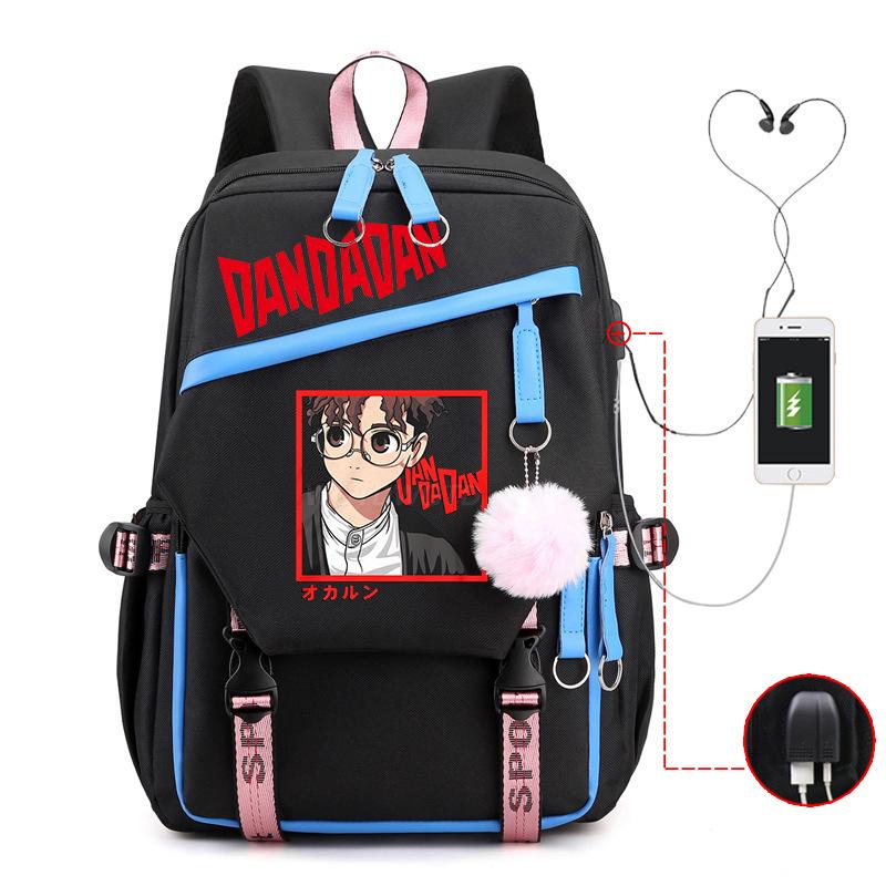 Dandadan Foreign Trade Children's Schoolbag Contrasting Color Neutral Backpack Usb Multi-functional Primary and Secondary School Backpack