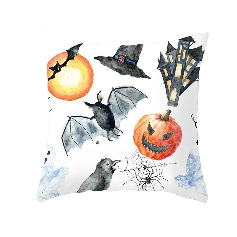Halloween Style Decorative Cushion Cover Horror Pattern Polyester Pillowcase Pillow Cover For Sofa Home Room Festival Decor