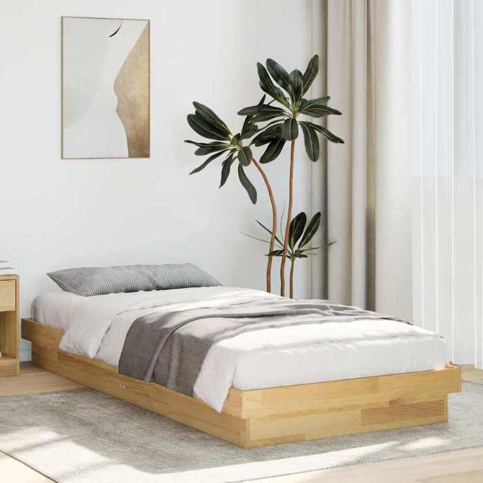 VidaXL Bed Frames Without Mattress 90x190 Cm Solid Oak Wood, Bedroom Furniture, Slatted Base, Wooden Bed, Bed, Bed 851972