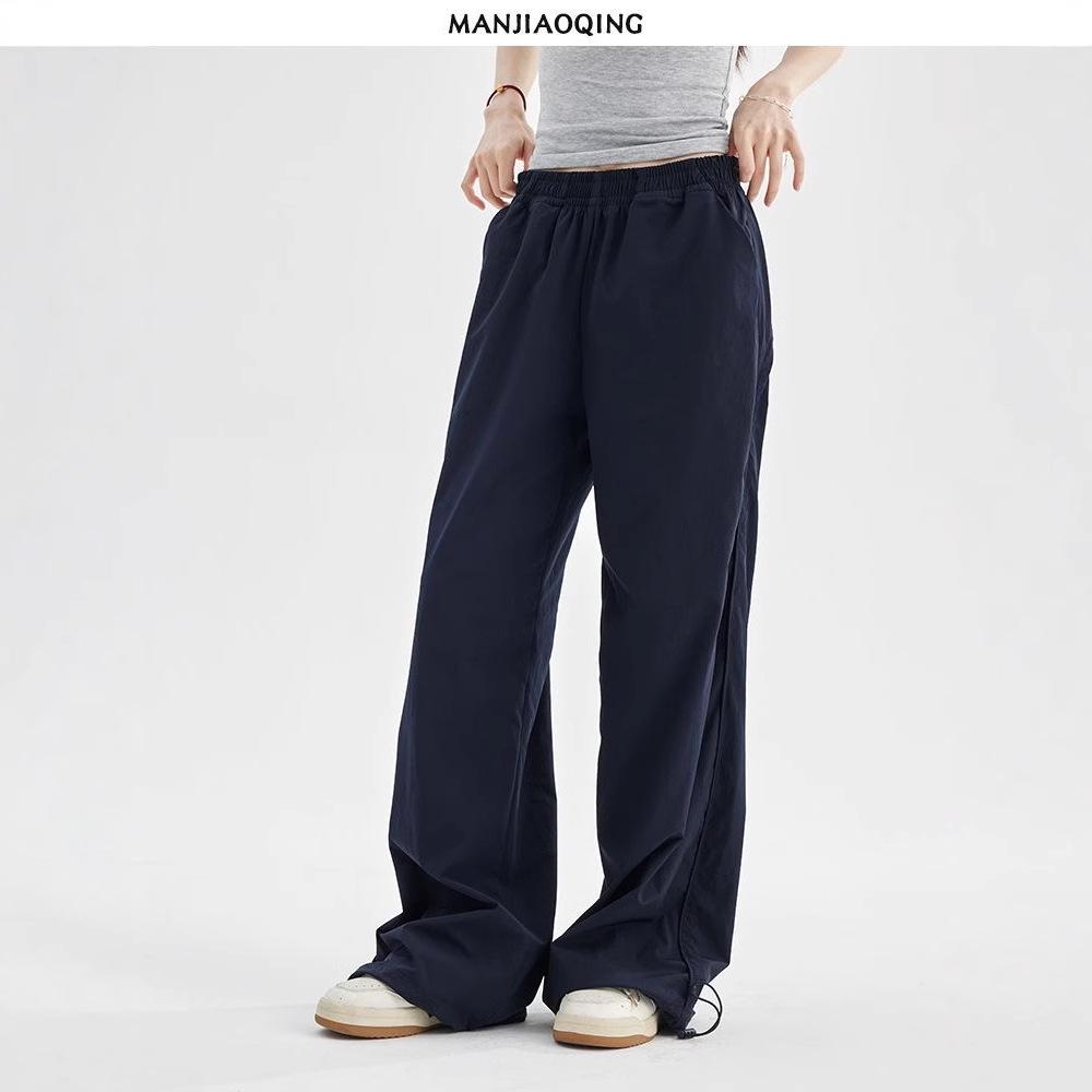 

Women s Spring/Summer High-Waist Slimming Straight-Leg Casual Pants - Stylish and Versatile Extra Large темно-синього кольору