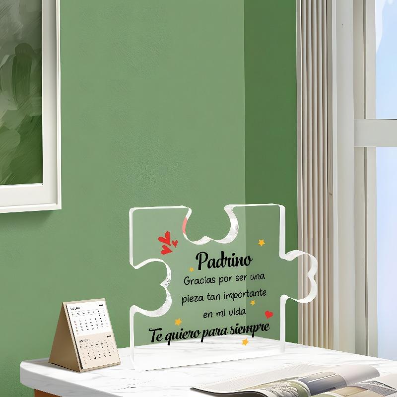 2D Flat Christmas Gift Godfather Baptism Acrylic Puzzle Decoration Plaque, Suitable for Wall Decoration, Porch, Room, Villa, Accents Home, Hallway, or