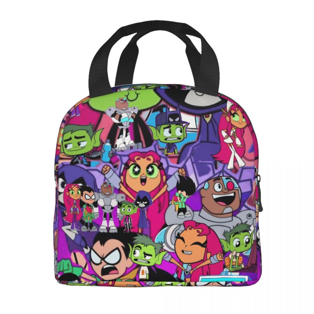 Teens Titans Go Beast Boy Sacs à déjeuner isothermes Boîte de rangement pour aliments Glacière portable Boîtes à lunch thermiques pour le voyage