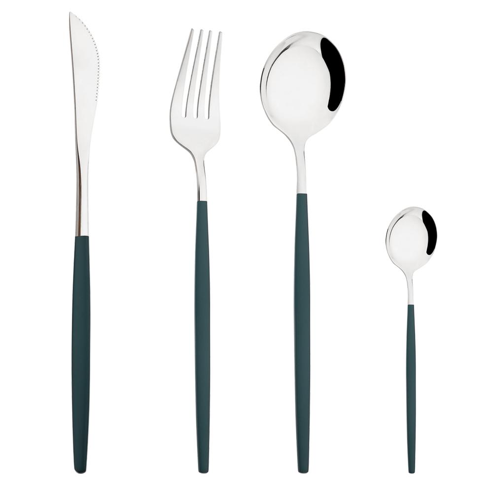 Western Purple Silver Tableware New Dinnerware Set 4Pcs Stainless Steel Kitchen Knife Fork Spoon Complete Cutlery Flatware Set