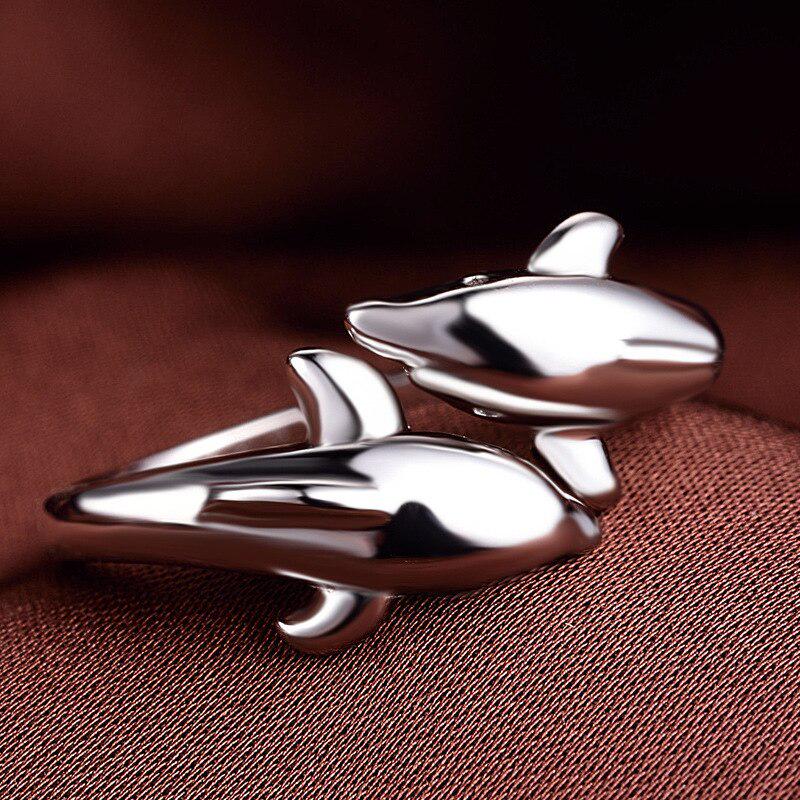 

Танцизное 100% серебряное кольцо в форме дельфина, открытые кольца, ювелирные изделия для женщин, подарок на свадьбу, помолвку и вечеринку