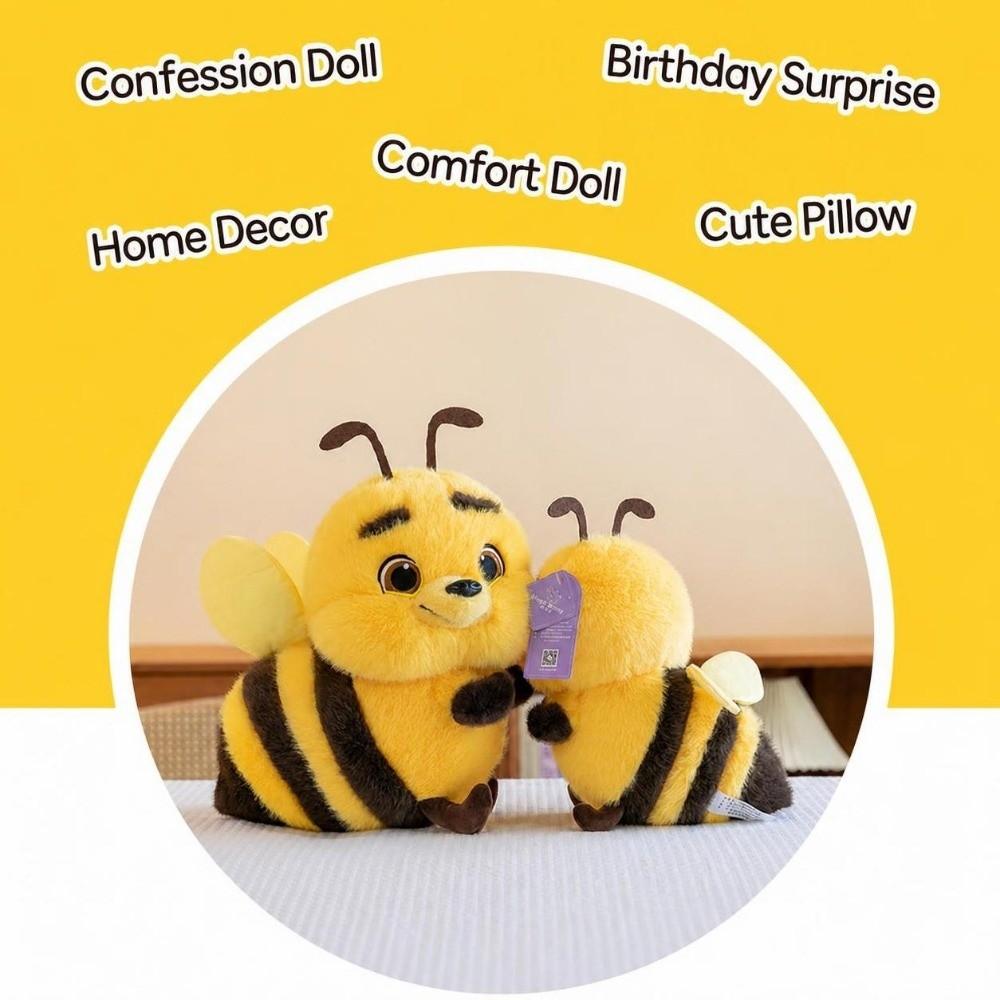 25cm/33cm/40cm Bee Pillow Plush Yellow Stuffed Animal Doll Bee Stuffed Toy  Bedroom Decoration
