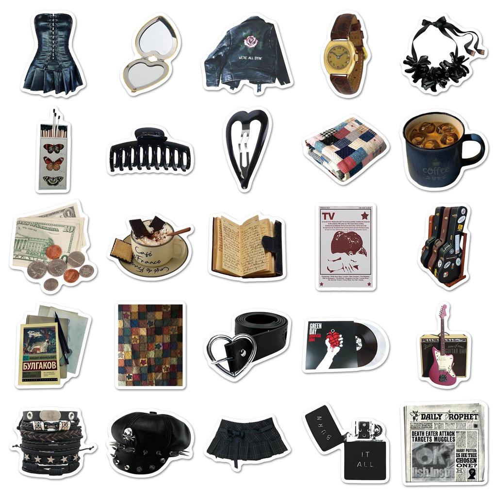 50 Sheets Urban Modern Retro Stickers: Downtown Girl DIY Creative Decoration for Computer