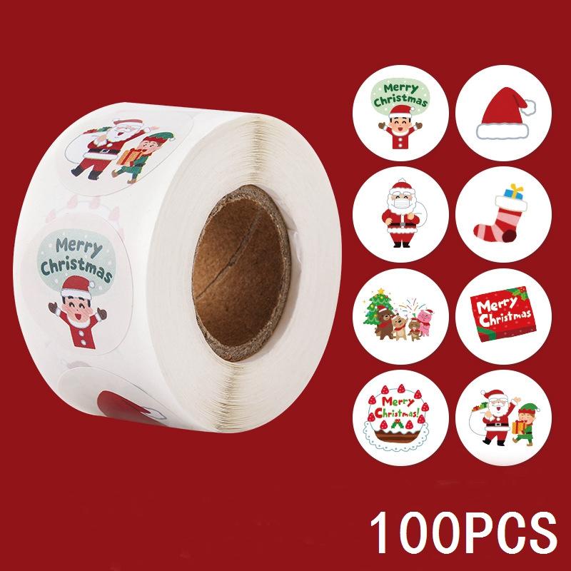 100-500pcs Merry Christmas Snowman Sticker Christmas Party Decor Sticker New Year Gift Box Sealed Baking Cake Tag