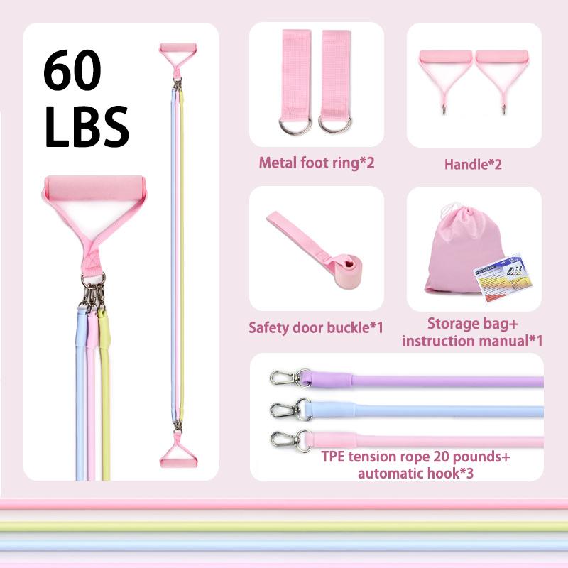 

Multi Functional Experience Tension Rope Workout Stretcher Ideal For Household Abdominal Stretching Training Tension Rope Pilates Stick Set