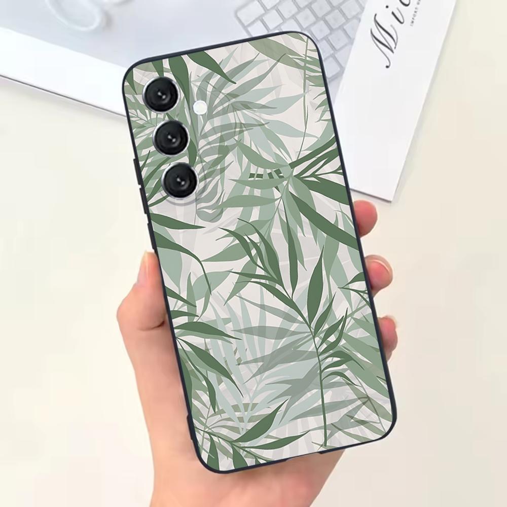 Aesthetic Sage Green Phone Case For Samsung Galaxy A13,A21s,A22,A31,A32,A52,A53,A71,A80,Soft Black Shell