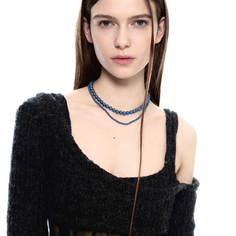 SENTIMENTS ESSENTIAL No.2 BLUE PEARL Necklace 925 SILVER