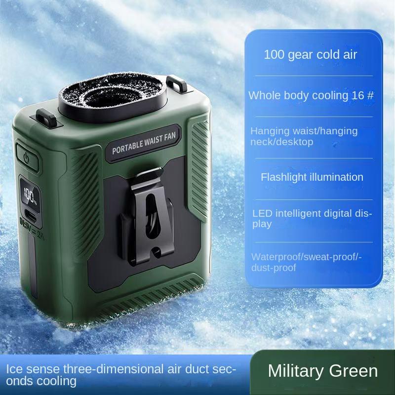 

100 Speed Waist Mounted Outdoor Fan A Portable Fan With Strong Wind Power For Construction Sites An Outdoor Fan With Powerful Pe Other армія зелений колір