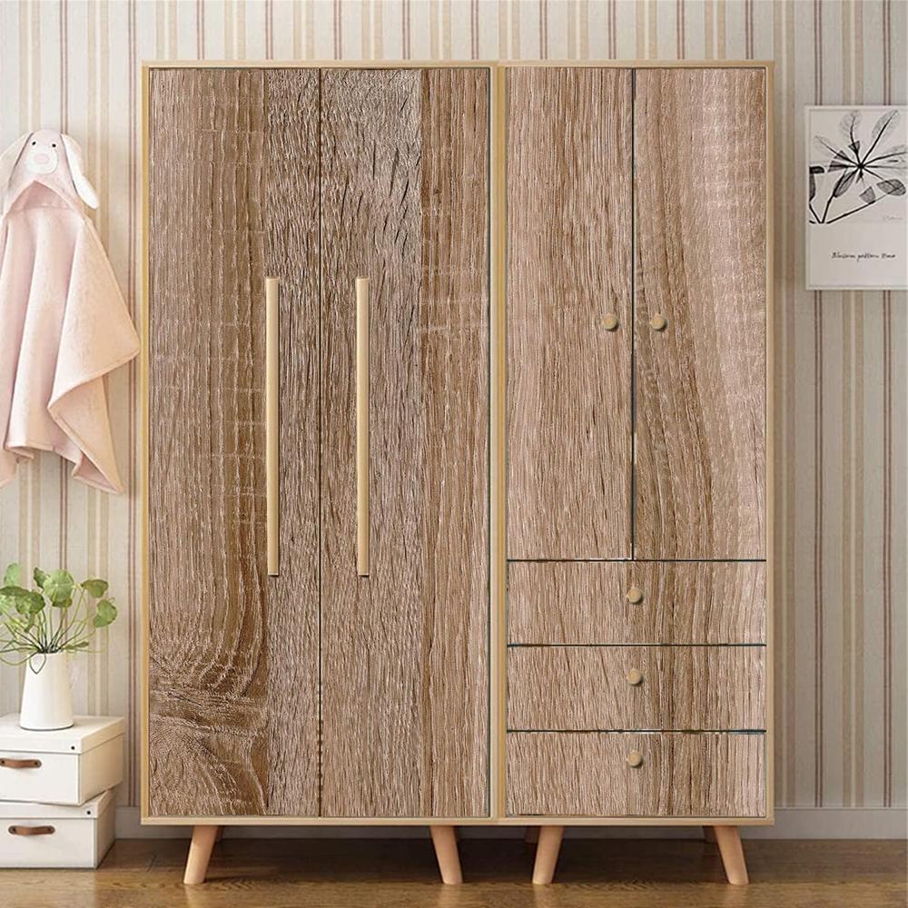 Wood Grain Contact Paper Brown Wooden Wall Cover Self-Adhesive Removable Vinyl Film Easy To Apply For Furniture Kitchen Cabinets
