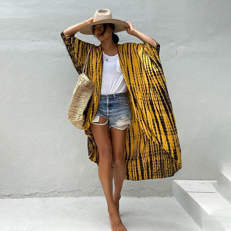 Europejski & Amerykański Damski Pareo Tie-dye: 17 Kolorów, Odzież Plażowa z Wiskozy, Ochrona Przeciwsłoneczna na Wakacje